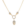 Shangjie OEM joyas Halloween Gift Statement Skull Pendants for Necklace Jewelry Gold Plated Rhinestone Halloween Men Necklace